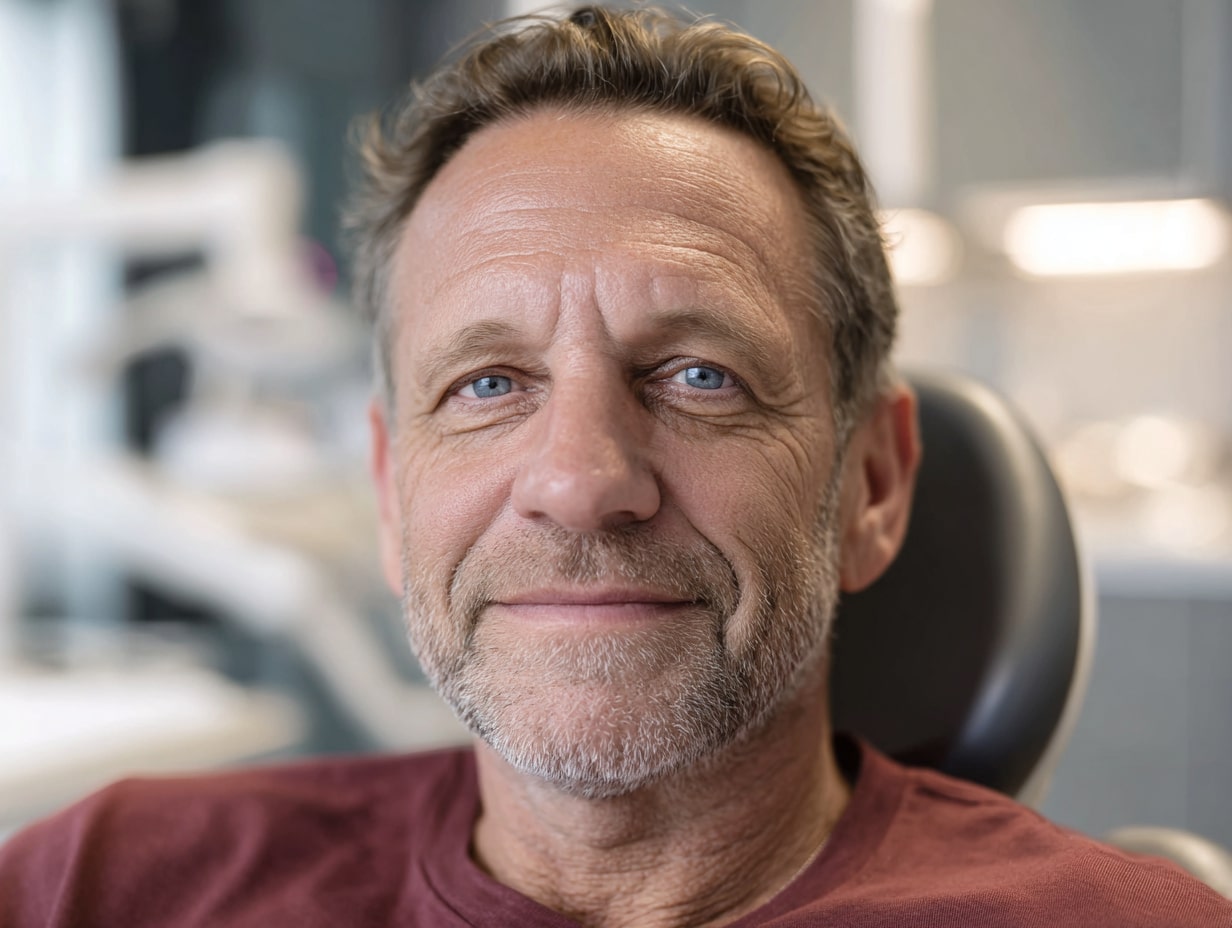 Empfang Rezeption der Zahnarztpraxis Farida Rauschning. Geschwungene Rezeptionstheke mit weiß und braunen Holzakzenten. Im Hintergrund ein Behandlungsraum mit Glas. Alljährlicher Kontrolltermin – Ihre zuverlässige Zahngesundheit.